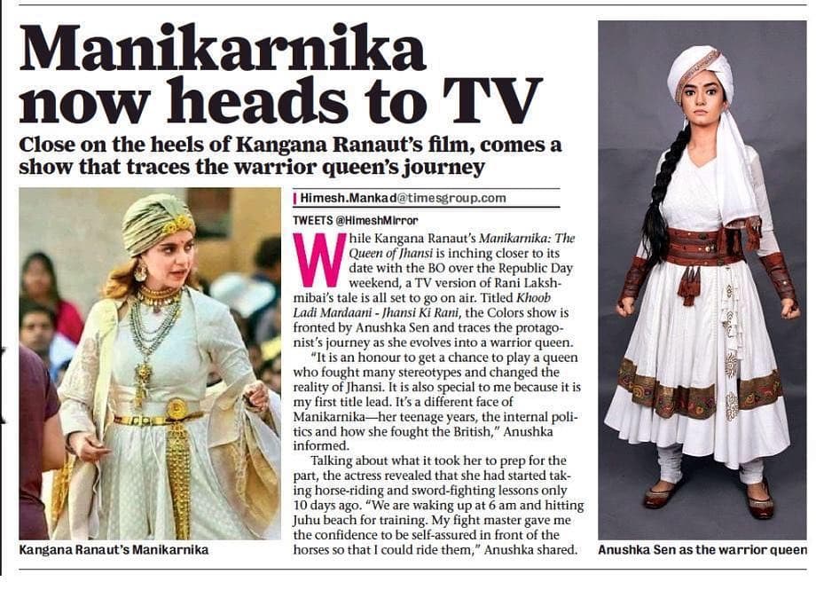 Anushka Sen Akan Perankan Ratu Manikarnika Remaja